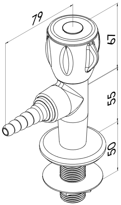 Angle Valve with Fixed Hose Nozzle for Burning Gas